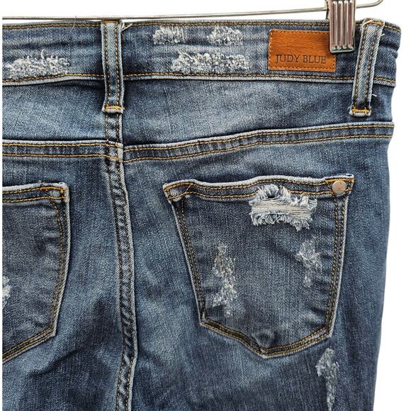 Judy Blue Jeans Womens Size 27 Blue Denim Skinny Distressed Ripped Cheetah - Picture 7 of 10